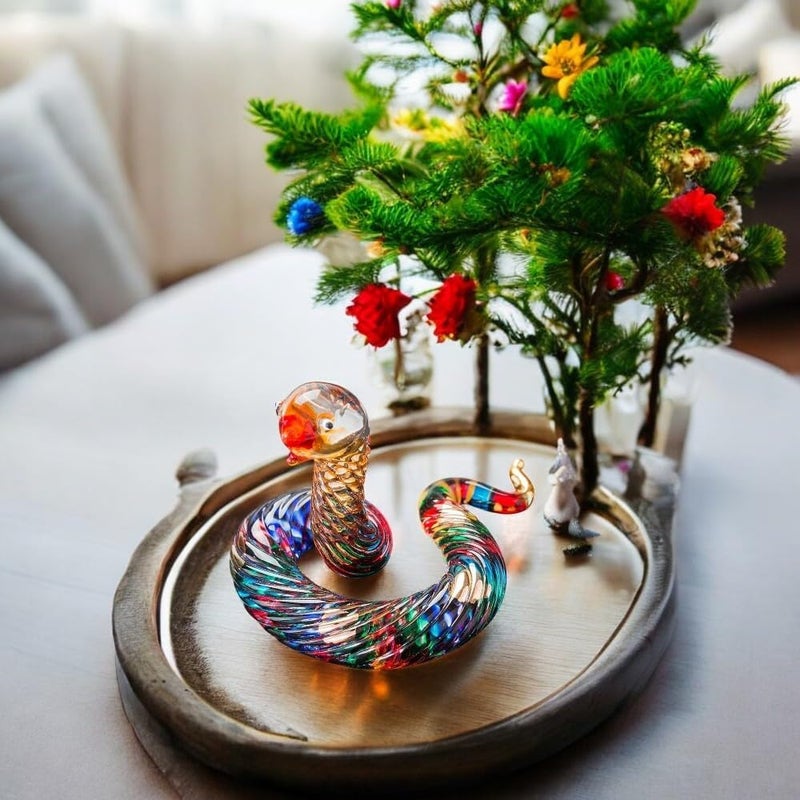WitnyStore 2Â¼" Rainbow Twist Lift Head Hognose Snake Artistic Blown Glass Figurine Hand-Blown Statue Tabletop Decoration Unique Collectible for Adult Collectors Handcrafted Elegant Home Room Decor - Image 3